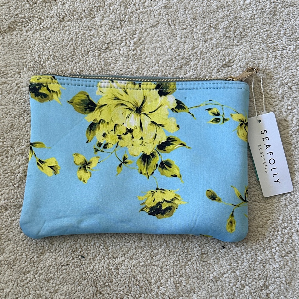 Seafolly Sky Blue Floral Makeup Pouch